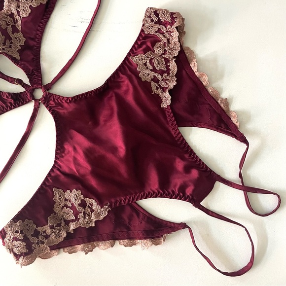 NWT Coco de Mer Burgundy Silk Playsuit - Picture 4 of 10